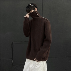 黑墙风3新款潮流纯色高级感简约纽扣高领内搭毛衣针织衫TM09-85，男装针织衫/毛衣，星座1315