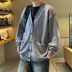 秋冬季针织开衫外套男慵懒风高级穿搭韩系V领毛衣潮毛线，男装针织衫/毛衣，星座1013