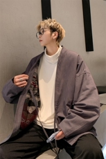 8XL-M特大码夹克男新中式道袍双面穿风夹克外套男JK1308P118，男装夹克，电商D206-1