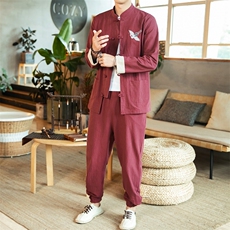 风唐装盘扣夹克男中式居士服宽松大码汉服套装男装A818-P115，男装夹克，钱塘788(原4013)