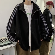 麂皮绒卫衣开衫外套潮牌男秋oversize美式复古情侣棒球服运动夹克，男装夹克，星座601-2