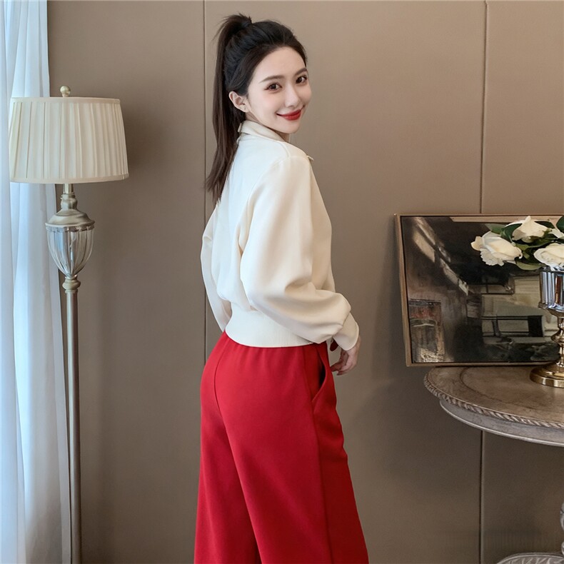 女秋季新款高级感休闲时尚套装减龄显瘦立领长袖外套阔腿裤两件套,女装套装/套裙,江南