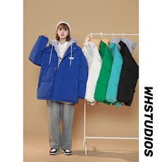 假两件棉服连帽棉衣女2025新款面包服情侣棉袄外套3314-P80控118，男装棉衣，星座207