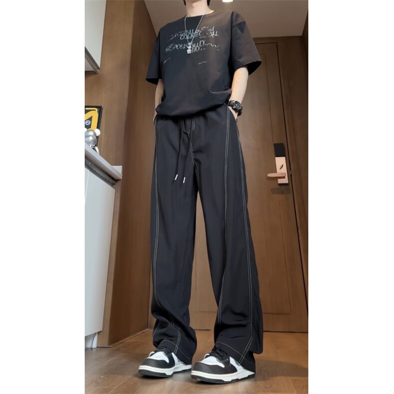 夏季薄款凉感冰丝裤明线弯设计感男女百搭宽松休闲裤310A-818-P20,男装休闲裤,四季星座310A