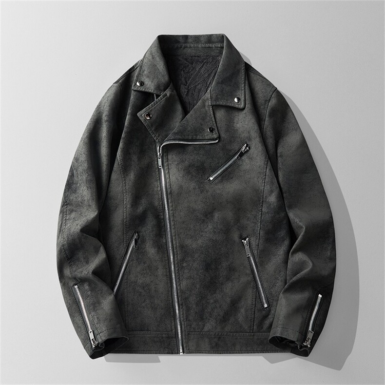 JK898-P100加绒轻熟风机车皮衣外套男秋冬韩版休闲pu皮夹克潮,男装夹克,电商D310B-1