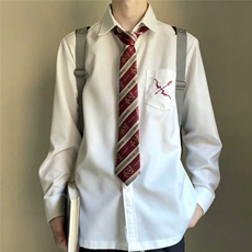 【现货足】DC156-特P30DK男女白色日系短袖长袖衬衫赠同款领带，男装T恤，星座603-2