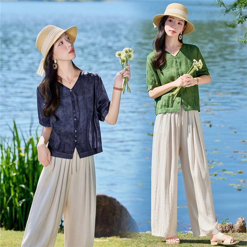 现货.苎麻.新品2026年夏季时尚品质女士两件套套装,女装套装/套裙,依万里