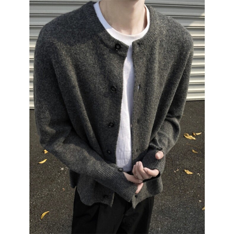 长袖针织开衫女短外套叠穿毛衣宽松显瘦设计感外搭上衣M5105，男装针织衫/毛衣，星座1116A（原606A-3）