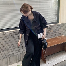 韩版复古显瘦牛仔外套女2025春秋季新款超好看气质显瘦设计感夹克，女装短外套，2C090