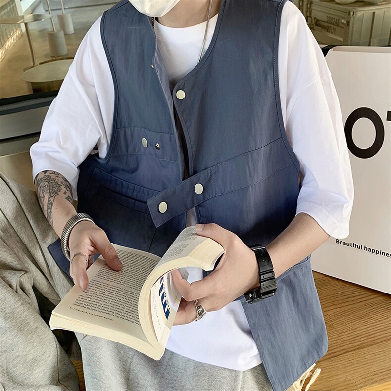 不规则马甲男韩版潮流高街个性2023秋夏新款ins潮牌外套W2861-P32图片