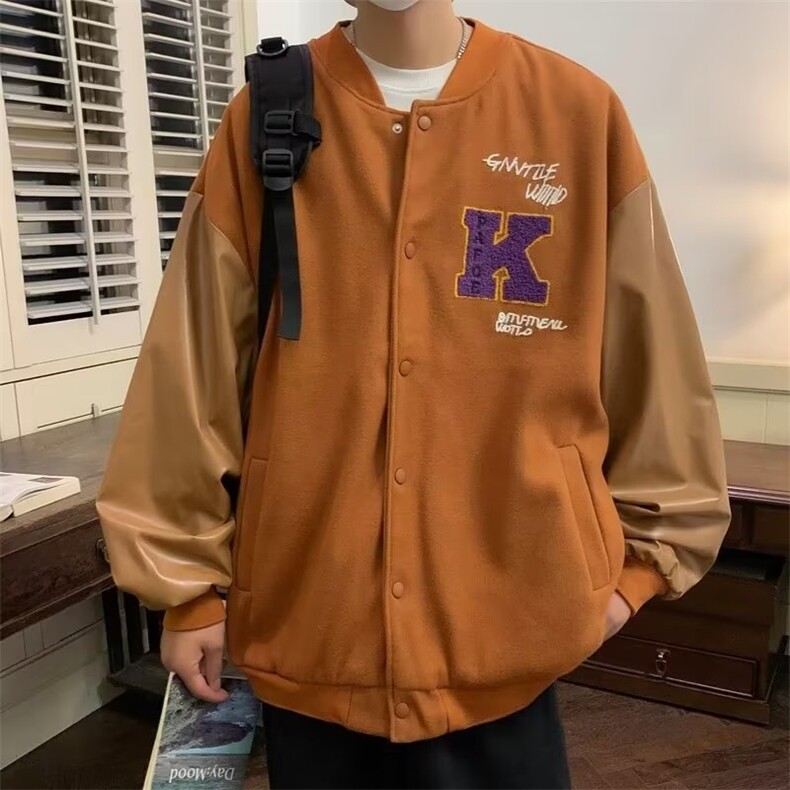 2023港风文艺长袖夹克男春秋宽松潮流棒球服,男装夹克,星座716-4