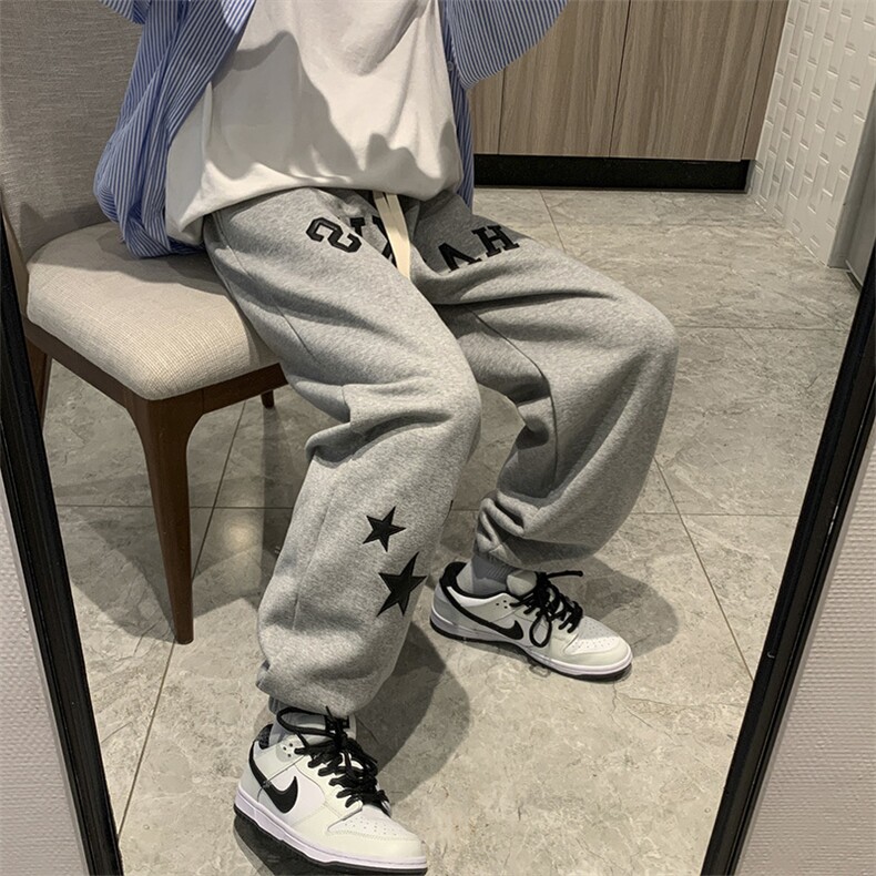 卫裤男潮牌ins港风复古束脚运动裤K118P30图片