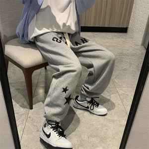 卫裤男潮牌ins港风复古束脚运动裤K118P30图片