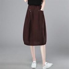 2021夏季新款时尚休闲舒适遮肉显瘦松紧腰半身裙，女装半身裙，简韵佳