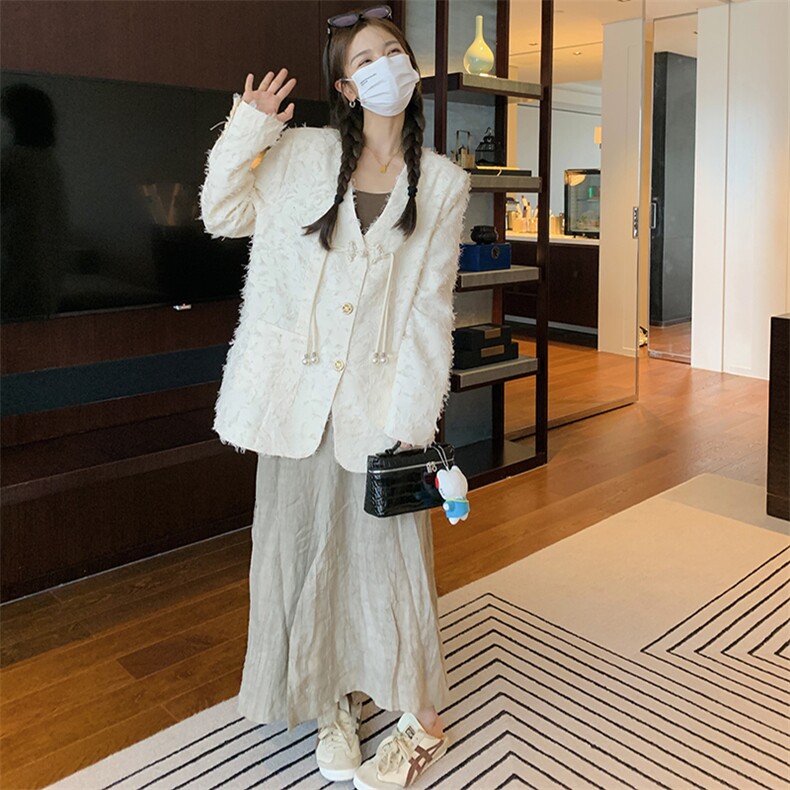 现货2D078-F8117-P145K208流苏棒球西装短外套风盘扣西装,女装短外套,2D078