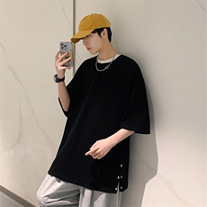 DX60P38港风开叉排扣短袖青少年学生百搭休闲宽松T恤上，男装T恤，星座1204-3