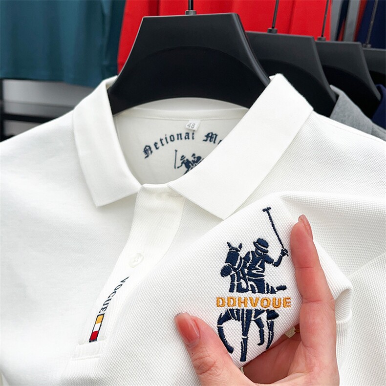 纯棉T恤男长袖中年商务翻领爸爸装polo衫男士休闲大码春秋上衣服,男装T恤,电商B212（原钱塘6029）