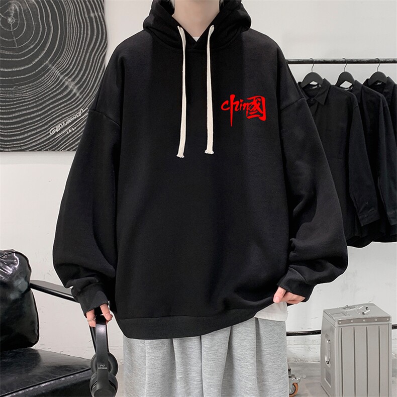 WY2276-P35 加绒款-P40 纯棉连帽卫衣男大码运动帽衫宽松薄外套男图片