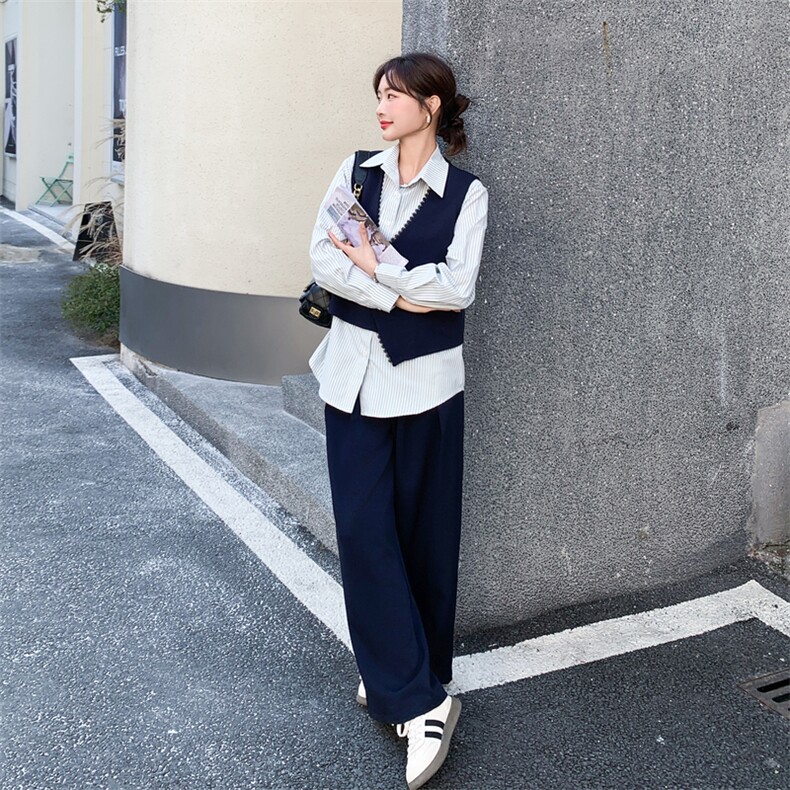 26春新款-韩式老钱风条纹马甲三件套2623-P200K328,女装套装/套裙,2B190
