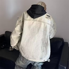 牛仔外套男士日系潮牌复古宽松休闲上衣青少年高级感痞帅工装夹克，男装夹克，星座1013
