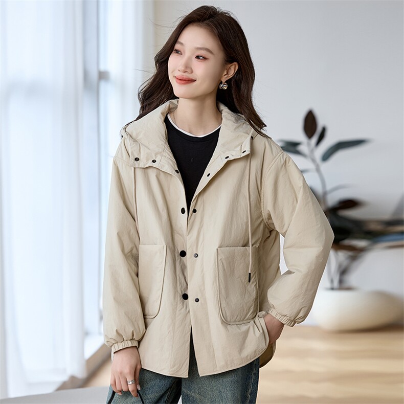 现货2024年冬季女装棉衣连帽外套通勤极简百搭,女装棉衣/棉服,莜菲儿
