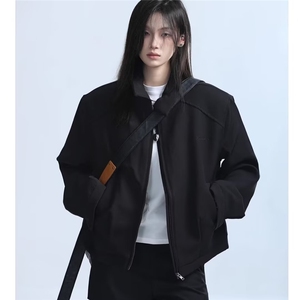 XZ412-P65 复古纯色翻领西装夹克男女春秋季韩版宽松高级感休闲图片