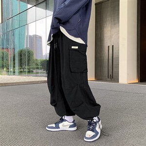 日系潮牌裤子宽松直筒束脚运动裤嘻哈ins超火休闲工装裤K73-p38，男装休闲裤，星座1008-1
