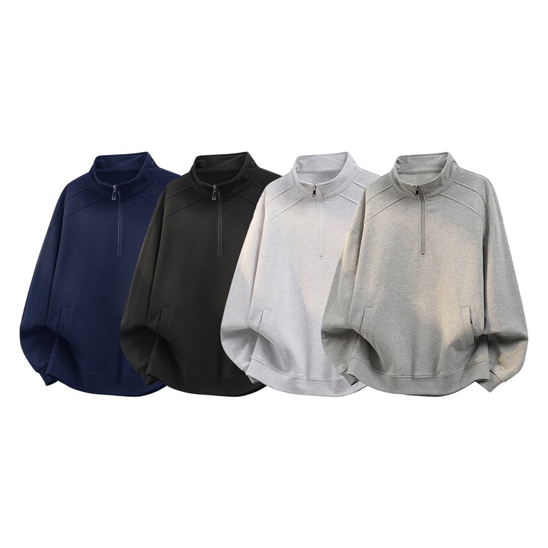 抖音得物高品质二开25秋冬美式宽松结构设计拉链立领卫衣外套W91，男装卫衣，电商A486-1