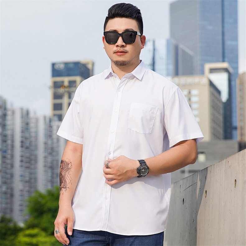2XL-10XL夏季弹力大码短袖衬衣男休闲宽松衬衫可穿350斤8820,男装衬衫,星座802
