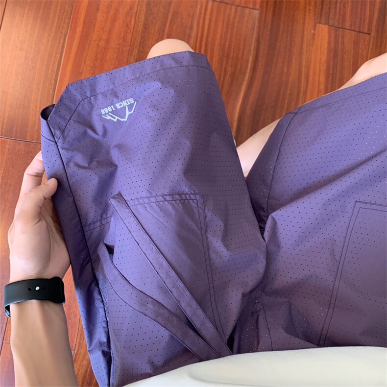 ！2023夏季冰丝透气激光冲孔男士短裤清爽五分裤DK251P45控69,男装休闲裤,电商B220