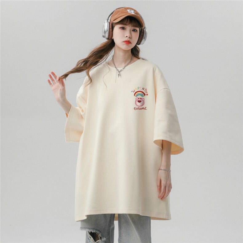 中性风23夏季新款卡通印花潮流高克重磅100棉短袖T恤T6085P30控,男装T恤,电商A268