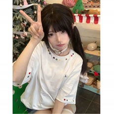 万针刺绣短袖T恤衫宽松百搭短袖D328-QBS03-P35，男装T恤，电商D328