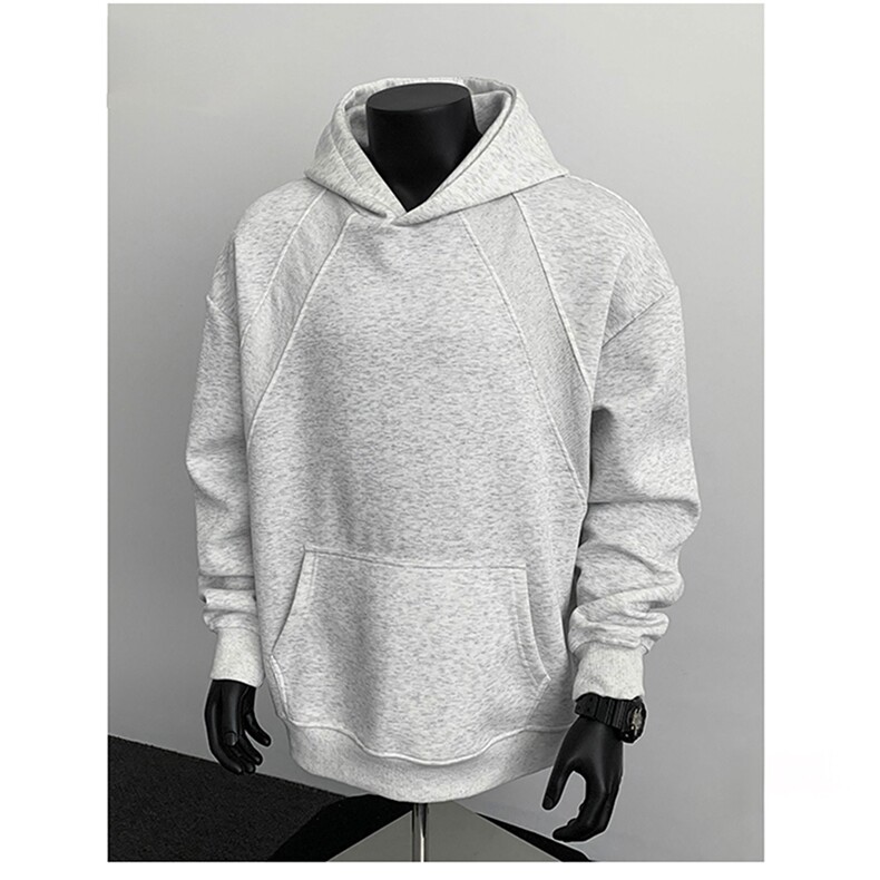 抖音得物二开秋冬美式高街重磅宽松结构螺纹拼接连帽卫衣外套X087，男装卫衣，电商A486-1