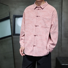 2025秋冬新款灯芯绒清明上河图风盘扣唐装汉服2535-P60，男装衬衫，电商A057B