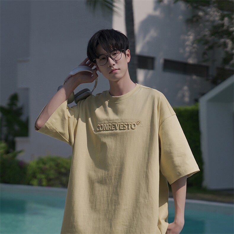 钢印短袖T恤新款简约潮流半袖圆领T恤B225-T9355-P42-X55，男装T恤，电商B225