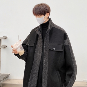 日系hiphop高街外套男春秋潮牌衣服小香风冬季加绒毛呢飞行员夹克图片