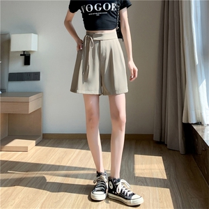 垂坠感高腰显瘦夏季女短裤休闲西装裤女宽松直筒阔腿裤子图片