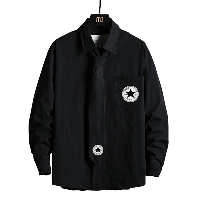 LC42008-P45加绒款P55痞帅领带长袖衬衫男士大码dk制服男jk网格,男装衬衫,电商A040A