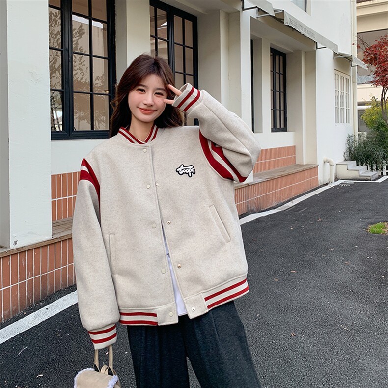 韩版时尚学院风加厚羽绒棒球服女2025冬季新款显瘦保暖白鸭绒外套图片