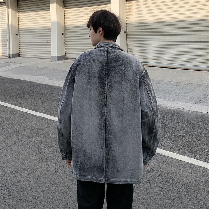 Wt52-P60美式宽松型水洗牛仔西装外套,男装夹克,星座1501-1