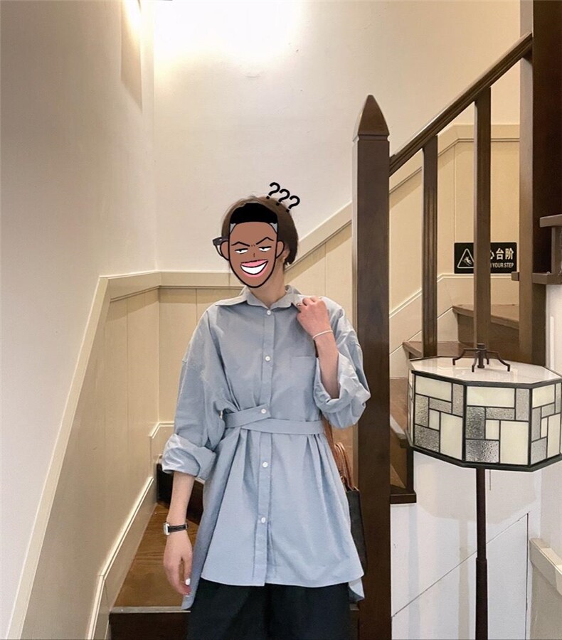 现货春季新款设计款绑带衬衣，其它，单井 Single Well
