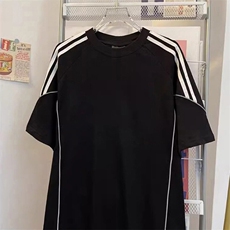 高品质二开240克宽松纯棉美式高街痞帅拼接织带短袖T恤特P25，男装T恤，电商A486