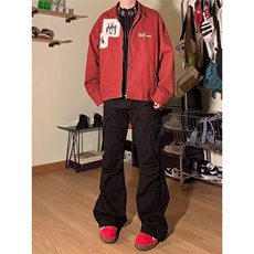 早秋款翻领夹克男复古宽松休闲设计感贴布底特律外套GAA300P87，男装夹克，星座1013-5