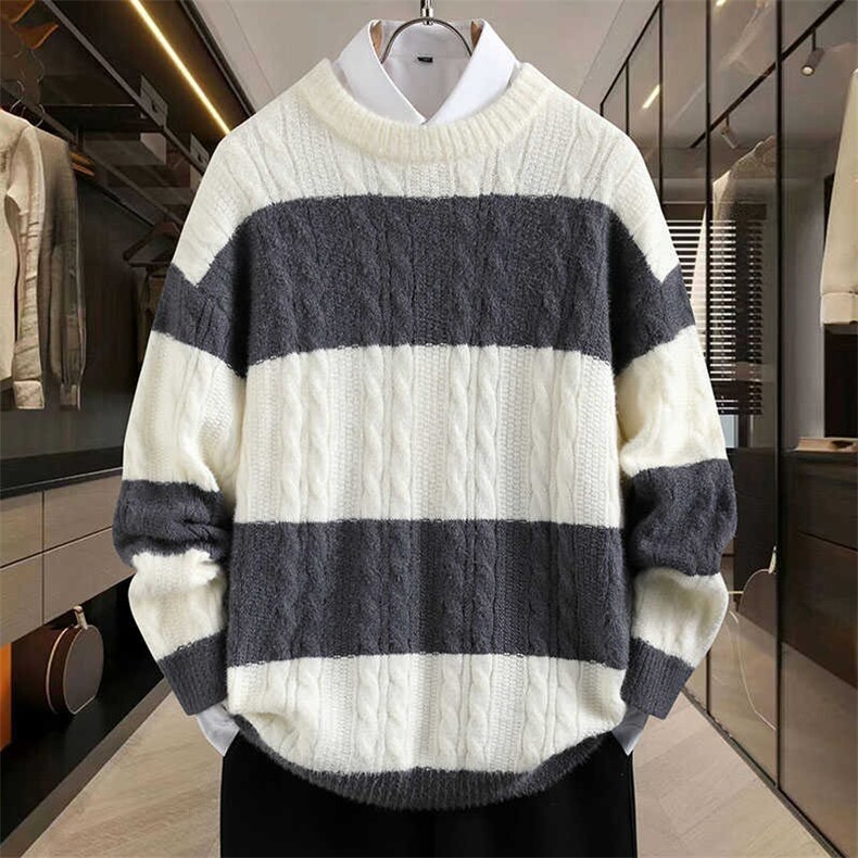 男秋冬季新款毛衣针织衫外套青少年条纹情侣美式毛衣MY616P46，男装针织衫/毛衣，星座1013-5