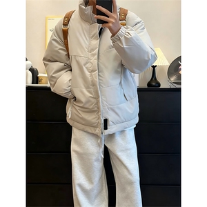 现货美式高街休闲夹克冬季立领纯色三防户外工装加厚棉服外套图片