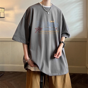 抖音得物二开 现货 220克夏装重磅美式高街宽松短袖t恤 MT180图片