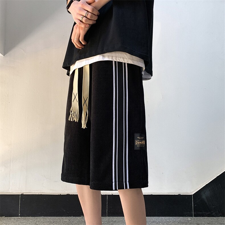 2025夏季新款细条纹沙滩五分裤男女休闲中裤宽松短裤衩K1081-P26,男装牛仔裤,星座207