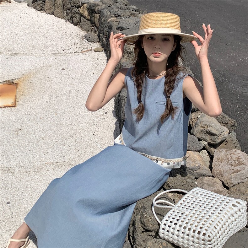 新款现货韩系气质两件套高级感亮片马甲套装2561-P155-K228,女装套装/套裙,2C057