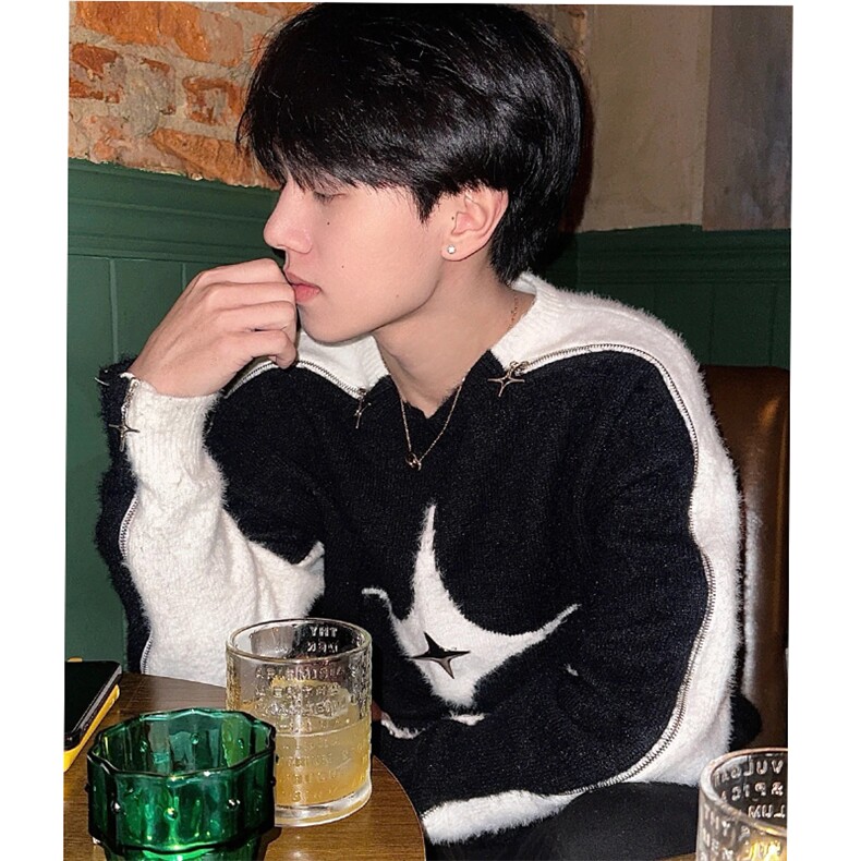美式潮流ins小众设计感毛衣男秋冬季宽松慵懒GM78-P60,男装针织衫/毛衣,星座1109-3