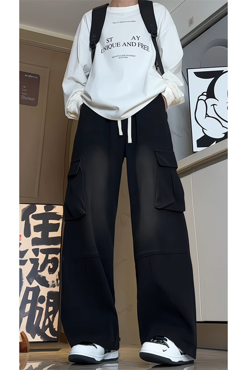 工装牛仔裤男秋季新款直筒美式痞帅大口袋拼接裤子-A1158P55控88,男装牛仔裤,电商B241